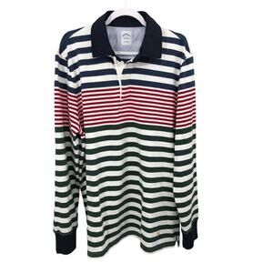 Brooks Brothers Navy, Red, and White Striped Polo Shirt